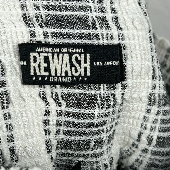 Rewash XS Gray White Striped Wide Legged Pants Pull On Linen Blend Casual Beach - Picture 6 of 8